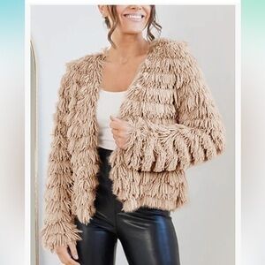 Paris to Jena shaggy open front cardigan jacket